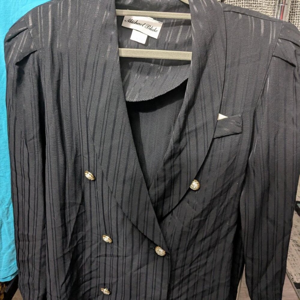 Michael Blake Black Pinstripe Blazer Size 14P